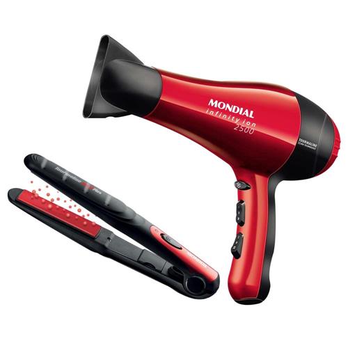 Secador de Cabelos Mondial Beauty Infinity Íon Vermelho 1900W + Chapinha | Prancha Menor preço em Secador de Cabelos Mondial Beauty Infinity Íon Vermelho 1900W + Chapinha | Prancha